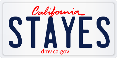 CA license plate STAYES