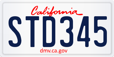 CA license plate STD345