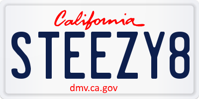 CA license plate STEEZY8