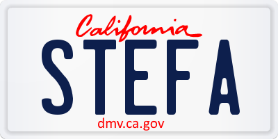 CA license plate STEFA