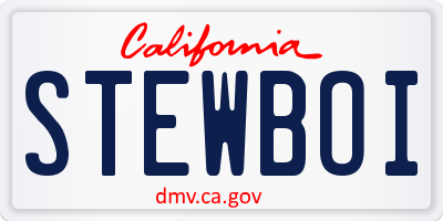 CA license plate STEWBOI