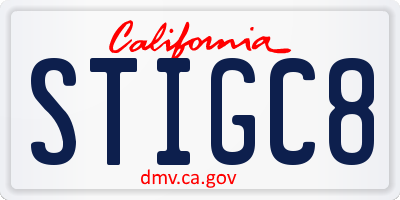 CA license plate STIGC8