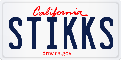 CA license plate STIKKS