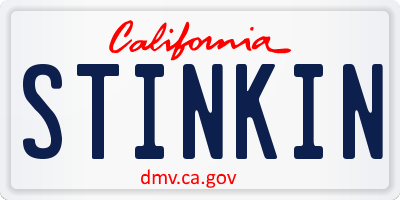 CA license plate STINKIN