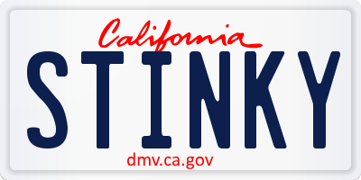 CA license plate STINKY