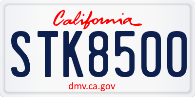 CA license plate STK8500