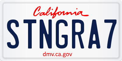 CA license plate STNGRA7