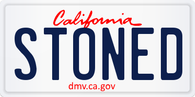 CA license plate STONED