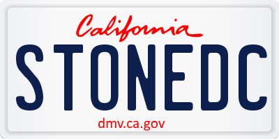 CA license plate STONEDC