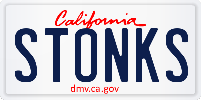 CA license plate STONKS