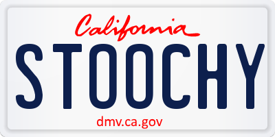 CA license plate STOOCHY