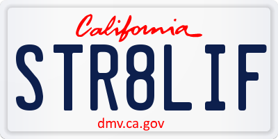 CA license plate STR8LIF