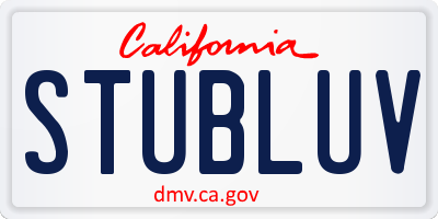 CA license plate STUBLUV