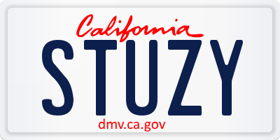 CA license plate STUZY