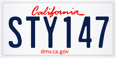 CA license plate STY147