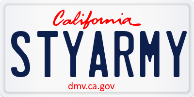 CA license plate STYARMY