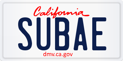 CA license plate SUBAE