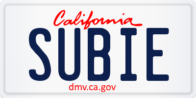 CA license plate SUBIE