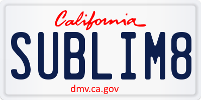 CA license plate SUBLIM8