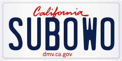 CA license plate SUBOWO