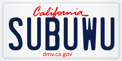 CA license plate SUBUWU