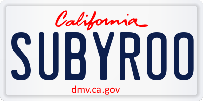 CA license plate SUBYROO