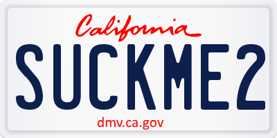 CA license plate SUCKME2