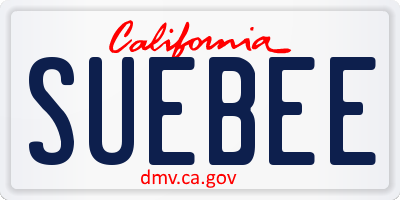 CA license plate SUEBEE