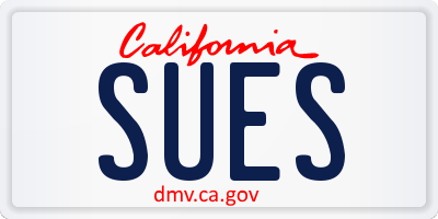 CA license plate SUES