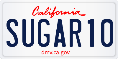 CA license plate SUGAR10