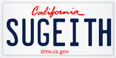 CA license plate SUGEITH