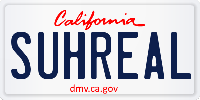 CA license plate SUHREAL