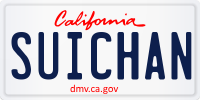 CA license plate SUICHAN