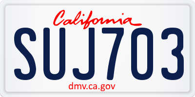 CA license plate SUJ703