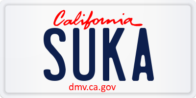 CA license plate SUKA