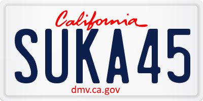 CA license plate SUKA45