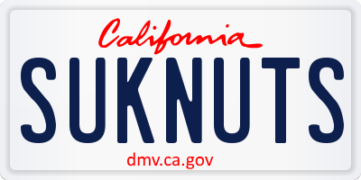 CA license plate SUKNUTS