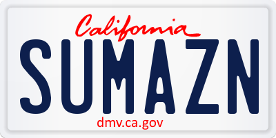 CA license plate SUMAZN