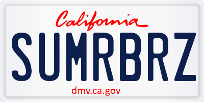 CA license plate SUMRBRZ