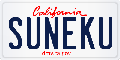 CA license plate SUNEKU