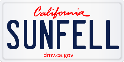 CA license plate SUNFELL