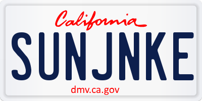 CA license plate SUNJNKE