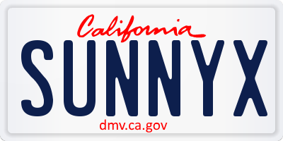 CA license plate SUNNYX