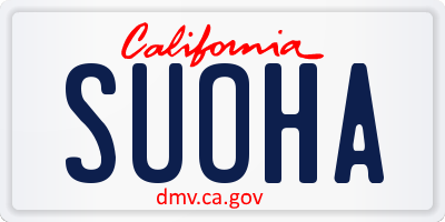 CA license plate SUOHA