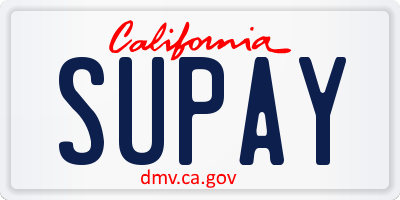 CA license plate SUPAY