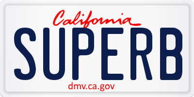 CA license plate SUPERB