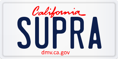 CA license plate SUPRA