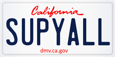 CA license plate SUPYALL