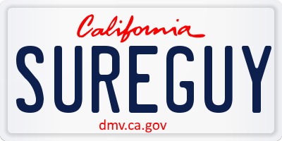 CA license plate SUREGUY