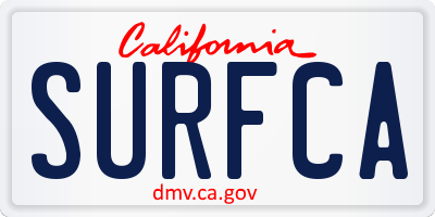 CA license plate SURFCA